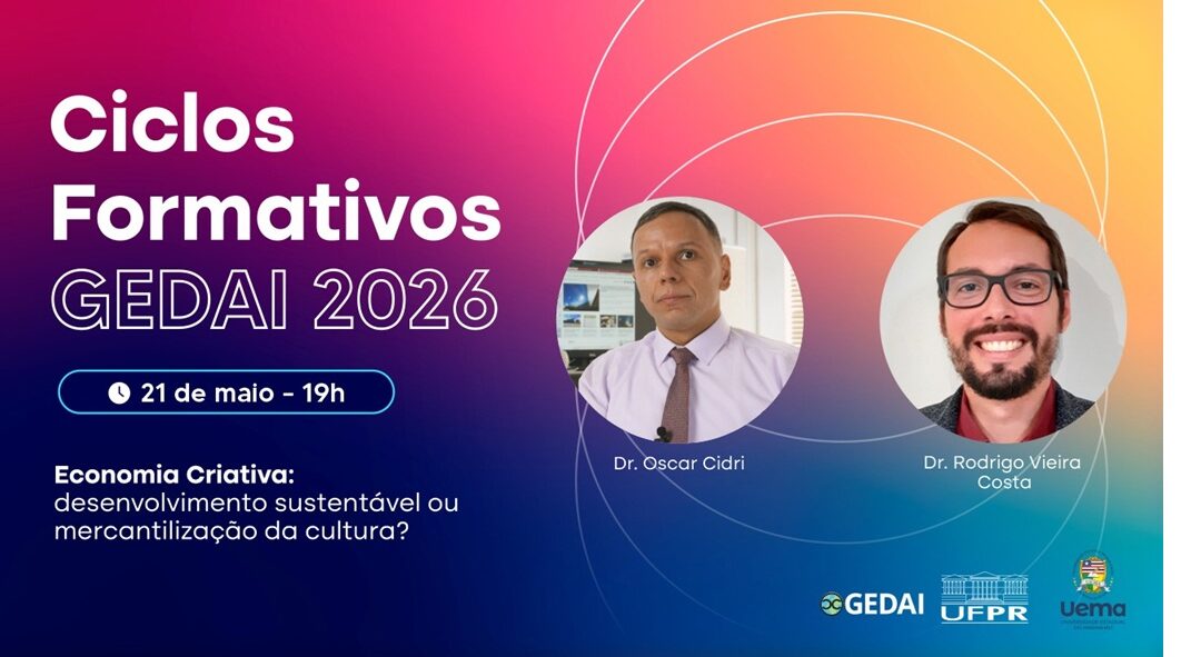 Rodrigo Vieira Costa no Ciclo formativo do GEDAI debate se a Economia Criativa gera desenvolvimento ou mercantiliza a cultura